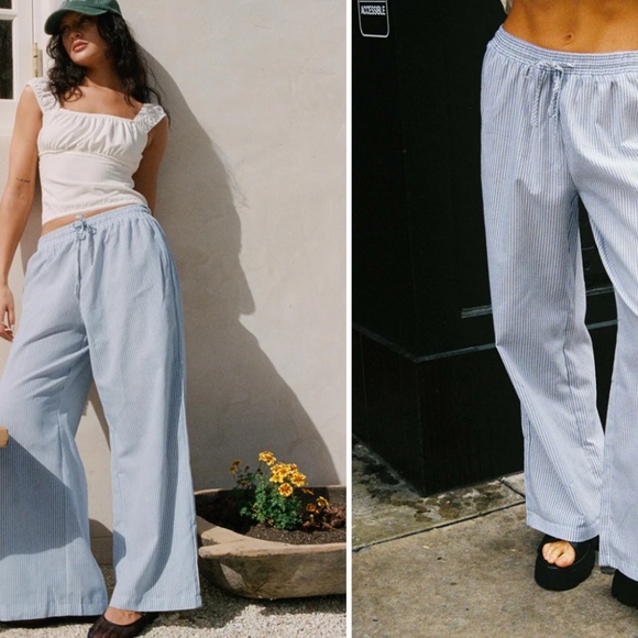 Princess Polly Holiday Tie Front Pant White/Blue Stripe - Picture 5 of 5